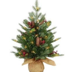 National Tree Company Potted Trees>2' Pre-Lit Potted Nordic Spruce Artificial Christmas Tree, Warm White Led Lights