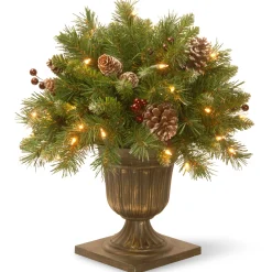 National Tree Company Potted Trees>1.5' Pre-Lit Potted Pinecone And Berry Artificial Christmas Tree, Clear Lights