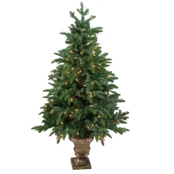 Northlight 4 And 4.5 Feet Tall>4.5' Pre-Lit Potted Sierra Norway Spruce Slim Artificial Christmas Tree, Clear Lights