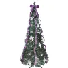 Northlight 6 And 6.5 Feet Tall>6' Pre-Lit Purple And Silver Pre-Decorated Pop-Up Artificial Christmas Tree, Clear Lights