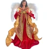 Angel Tree Toppers*KSA 16" Pre-Lit Red And Gold African American Angel Christmas Tree Topper