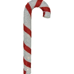 Outdoor Decorations*Northlight 31" Pre-Lit Red And Silver Striped Candy Cane Christmas Outdoor Decor