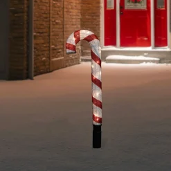 Outdoor Decorations*Northlight 31" Pre-Lit Red And Silver Striped Candy Cane Christmas Outdoor Decor