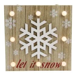 Wall & Door Decorations*Northlight 10.25" Pre-Lit Red And White 'Let It Snow' Snowflake Wall Decor