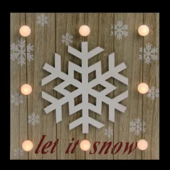 Wall & Door Decorations*Northlight 10.25" Pre-Lit Red And White 'Let It Snow' Snowflake Wall Decor