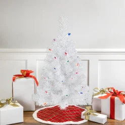 Northlight 2.5 Feet Tall And Smaller>2' Pre-Lit Rockport White Pine Artificial Christmas Tree, Multi Lights