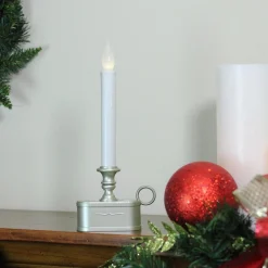 Brite Star 11" Pre-Lit Silver And Gray Led Christmas Candle Lamp With Toned Base