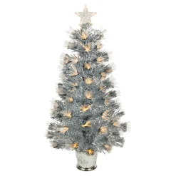Northlight Fiber Optic Trees>3' Pre-Lit Silver Fiber Optic Artificial Christmas Tree, Warm White Lights