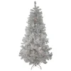 Northlight 4 And 4.5 Feet Tall>4.5' Pre-Lit Silver Metallic Tinsel Artificial Christmas Tree - Clear Lights