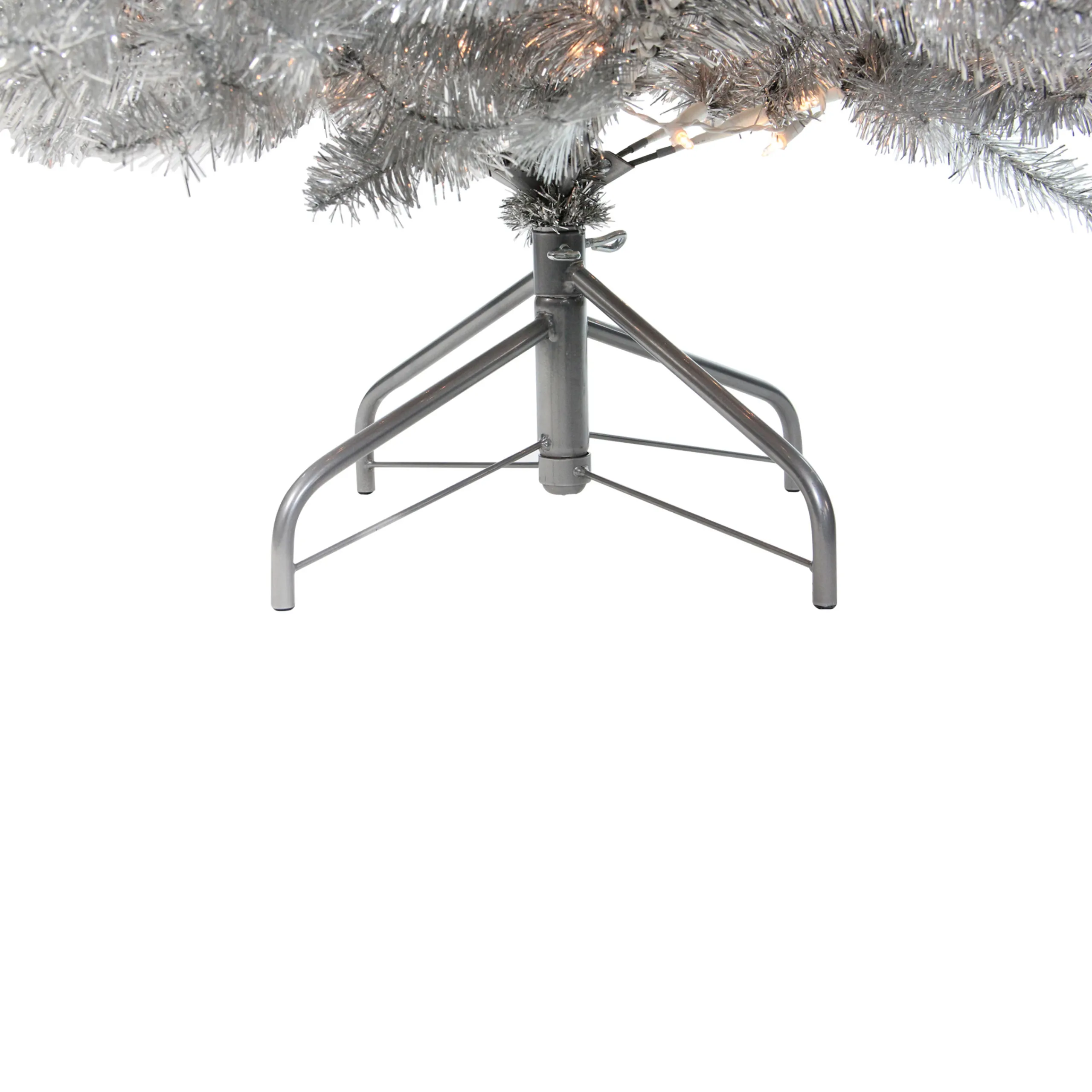 Northlight 4 And 4.5 Feet Tall>4.5' Pre-Lit Silver Metallic Tinsel Artificial Christmas Tree - Clear Lights