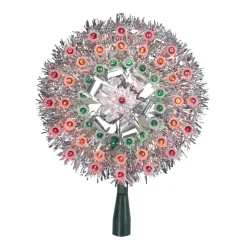 Star Tree Toppers*Northlight 8" Pre-Lit Silver Starburst Christmas Tree Topper - Multicolor Lights