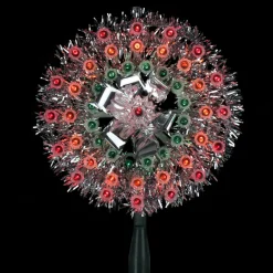 Star Tree Toppers*Northlight 8" Pre-Lit Silver Starburst Christmas Tree Topper - Multicolor Lights