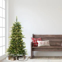 CC Christmas Decor Pre-Lit Traditional Trees>4.5' Pre-Lit Slim Aspen Fir Artificial Christmas Tree, Clear Lights