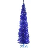 National Tree Company Blue Trees>7' Pre-Lit Slim Blue Tinsel Artificial Christmas Tree, White Lights