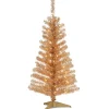 National Tree Company Gold Trees>4' Pre-Lit Slim Champagne Gold Tinsel Artificial Christmas Tree, Clear Lights