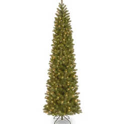 National Tree Company 9 And 9.5 Feet Tall>9' Pre-Lit Slim Downswept Douglas Fir Artificial Christmas Tree, Clear Lights