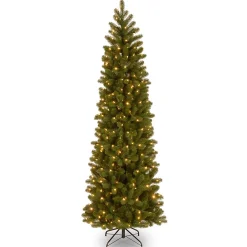 National Tree Company 7 And 7.5 Feet Tall>7.5' Pre-Lit Slim Downswept Douglas Fir Artificial Christmas Tree, Clear Lights