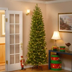 National Tree Company 7 And 7.5 Feet Tall>7.5' Pre-Lit Slim Downswept Douglas Fir Artificial Christmas Tree, Clear Lights