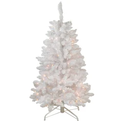 Northlight Pre-Lit Traditional Trees>4' Pre-Lit Slim Flocked Artificial Christmas Tree - Clear Lights