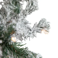 Northlight Pre-Lit Traditional Trees>6' Pre-Lit Slim Flocked Pine Artificial Christmas Tree, Clear Lights