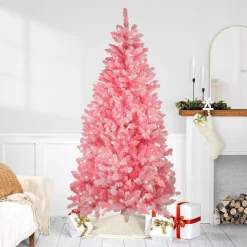 Northlight 6 And 6.5 Feet Tall>6' Pre-Lit Slim Flocked Pine Artificial Christmas Tree - Clear Lights