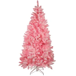Northlight 6 And 6.5 Feet Tall>6' Pre-Lit Slim Flocked Pine Artificial Christmas Tree - Clear Lights