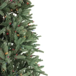Santa's Own 9 And 9.5 Feet Tall>9' Pre-Lit Slim Fresh Cut Carolina Frasier Artificial Christmas Tree - Multi-Color Lights