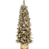 National Tree Company Potted Trees>6' Pre-Lit Slim Frosted Colonial Artificial Half Wall Christmas Tree, Clear Lights