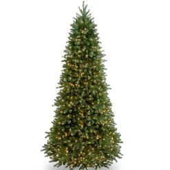 National Tree Company 9 And 9.5 Feet Tall>9' Pre-Lit Slim Jersey Fraser Fir Artificial Christmas Tree, White Lights