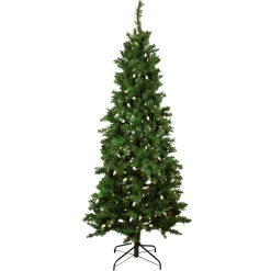 Northlight 7 And 7.5 Feet Tall>7' Pre-Lit Slim Mixed Long Needle Pine Artificial Christmas Tree - Multicolor Led Lights