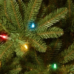 National Tree Company 9 And 9.5 Feet Tall>9' Pre-Lit Slim Natural Fraser Fir Artificial Christmas Tree, Multicolor Lights