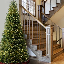 National Tree Company 10 To 14 Feet Tall>10' Pre-Lit Slim Natural Fraser Fir Artificial Christmas Tree, Clear Lights