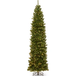 National Tree Company 9 And 9.5 Feet Tall>9' Pre-Lit Slim North Valley Spruce Artificial Christmas Tree, Clear Lights
