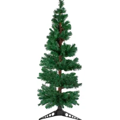 DAK 5 And 5.5 Feet Tall>5' Pre-Lit Slim Pine Spiral Artificial Christmas Tree - Multicolor Fiber Optic Lights