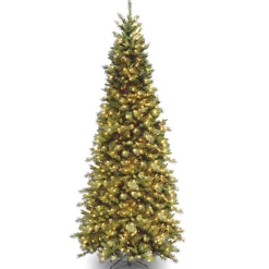 National Tree Company 9 And 9.5 Feet Tall>9' Pre-Lit Slim Tiffany Fir Artificial Christmas Tree, White Lights