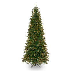 National Tree Company 9 And 9.5 Feet Tall>9' Pre-Lit Slim Tiffany Fir Artificial Christmas Tree, Clear Lights
