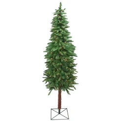 Northlight 7 And 7.5 Feet Tall>7' Pre-Lit Slim Two-Tone Alpine Artificial Christmas Tree - Clear Lights