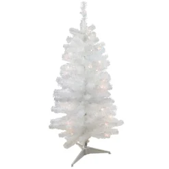 Northlight 4 And 4.5 Feet Tall>4' Pre-Lit Slim White Artificial Tinsel Christmas Tree - Clear Lights