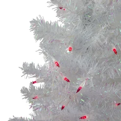 Northlight 3 And 3.5 Feet Tall>3' Pre-Lit Slim White Iridescent Pine Artificial Christmas Tree - Pink Lights
