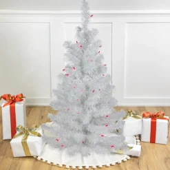 Northlight 3 And 3.5 Feet Tall>3' Pre-Lit Slim White Pine Artificial Christmas Tree - Pink Lights