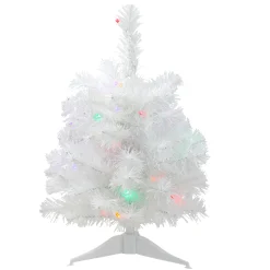 Northlight 2.5 Feet Tall And Smaller>18" Pre-Lit Snow White Artificial Christmas Tree - Multicolor Lights