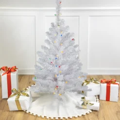 Northlight 3 And 3.5 Feet Tall>3' Pre-Lit Snow White Artificial Christmas Tree, Multi Lights