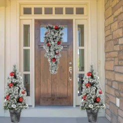 Pre-Lit Swags*Northlight 3' Pre-Lit Snowy Bristle Pine Artificial Christmas Swag, Warm White Led Lights