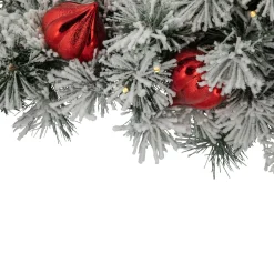 Pre-Lit Swags*Northlight 3' Pre-Lit Snowy Bristle Pine Artificial Christmas Swag, Warm White Led Lights