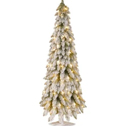 National Tree Company 5 And 5.5 Feet Tall>5' Pre-Lit Snowy Downswept Artificial Christmas Tree, Clear Lights
