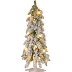 National Tree Company 2.5 Feet Tall And Smaller>2' Pre-Lit Snowy Downswept Artificial Christmas Tree, Clear Lights