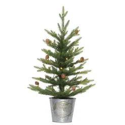 CC Christmas Decor 2.5 Feet Tall And Smaller>2' Pre-Lit Table Top Artificial Christmas Tree In Metal Pot, Warm White Lights