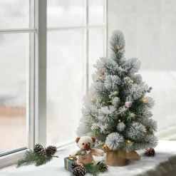 CC Christmas Decor 2.5 Feet Tall And Smaller>2' Pre-Lit Table Top Artificial Christmas Tree In Tan Sac, Warm White Lights