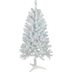 Northlight 4 And 4.5 Feet Tall>4' Pre-Lit White Artificial Christmas Tree, Green Lights