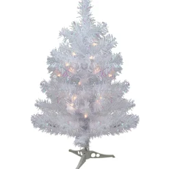 Northlight 2.5 Feet Tall And Smaller>2' Pre-Lit White Iridescent Pine Artificial Christmas Tree - Clear Lights